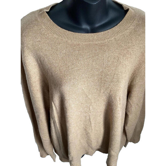 Women’s J.Crew 100% Cashmere Sweater Tan Camel 2X Pullover Crewneck - Picture 3 of 9